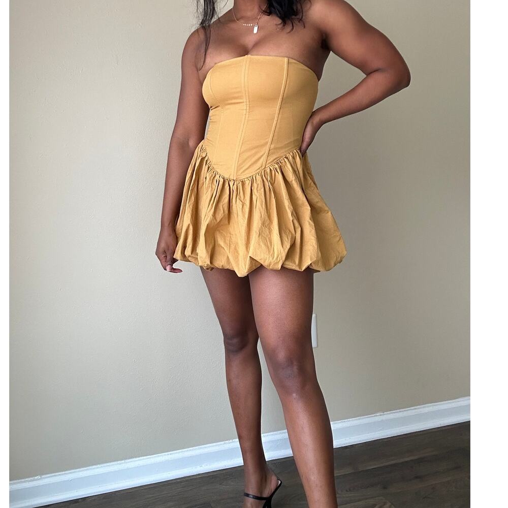 Klesis Golden Brown Corset Bubble Dress Size Small